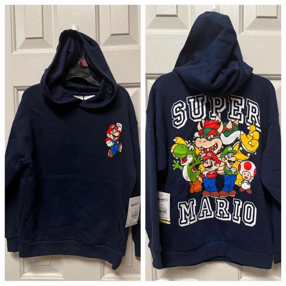 Super Mario Boys Pullover Hoodie with Long Sleeves, Sizes 6-7
NWT